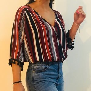 Striped crop blouse